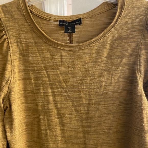 House of Harlow 1960 olive green Ruched Sleeve Blouse Large - Picture 4 of 7